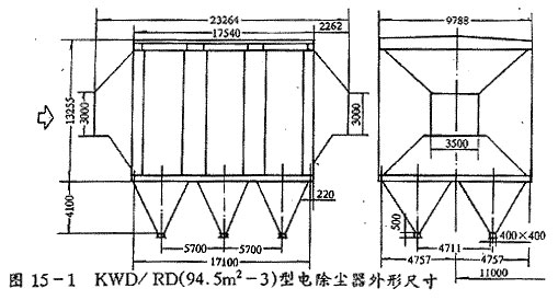 KWD/RD寬間距靜電除塵器外形尺寸 KWD/RD寬間距靜電除塵器外形尺寸